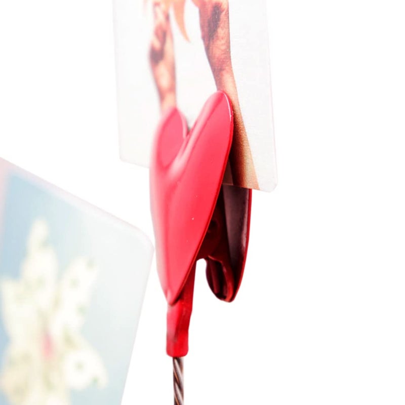 TFu 8-Branch Family Tree Picture Frame Holder, Card Photo Clips Holder Desk Stand for Memo Paper Note Photo Christmas Wedding Card Display (Red Heart) - Image 4